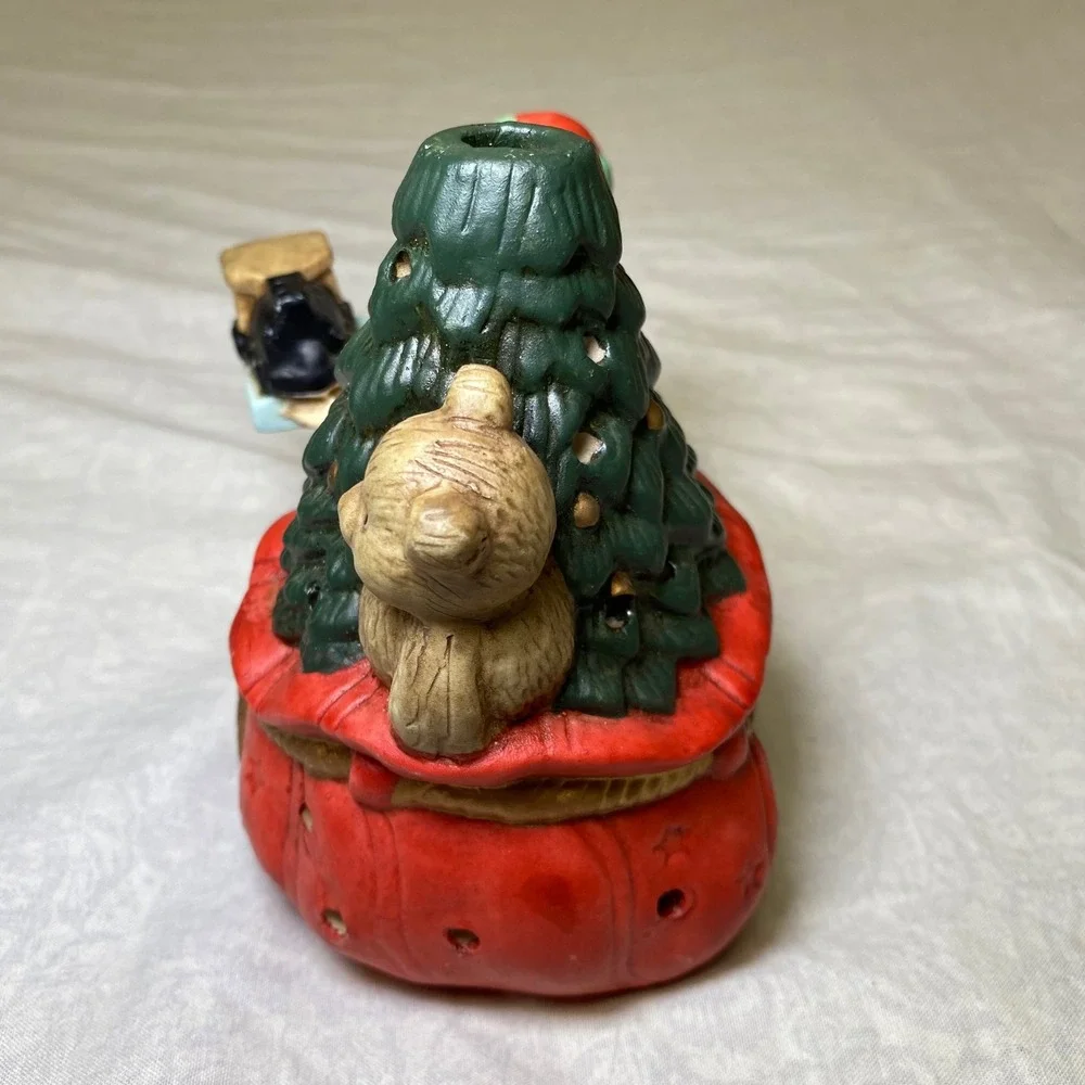 PartyLite P0554 Santa With Toys Christmas Tree Teddy Bear Tealight Holder